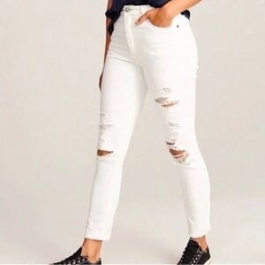 Abercrombie & Fitch Simone High Rise Slim Distressed Denim Jeans